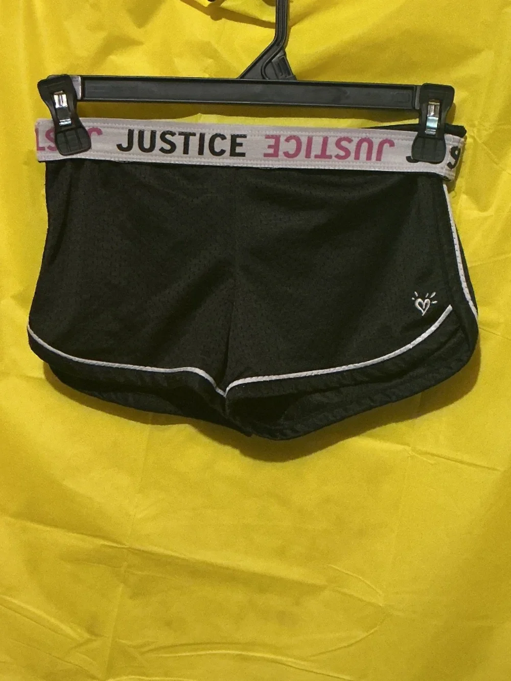 Justice Girls Black Athletic Running Shorts Mesh Lined Size 7